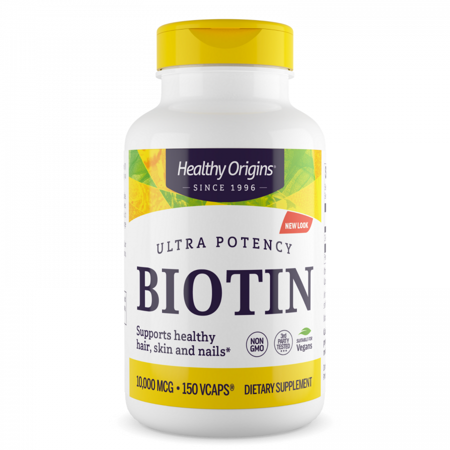 Біотин, Biotin, Healthy Origins, надвисока концентрація, 10,000 мкг, 150 веганських капсул