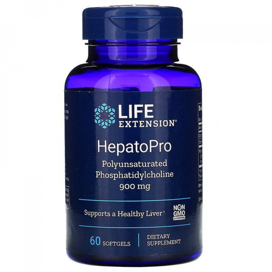 Фосфатидилхолін, Hepatopro, Life Extension, 900 мг, 60 гелевих капсул