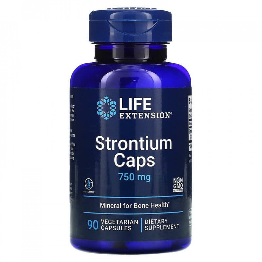 Стронцій для здоров'я кісток, Strontium, Life Extension, 750 мг, 90 вегетаріанських капсул (250 мг на капсулу)