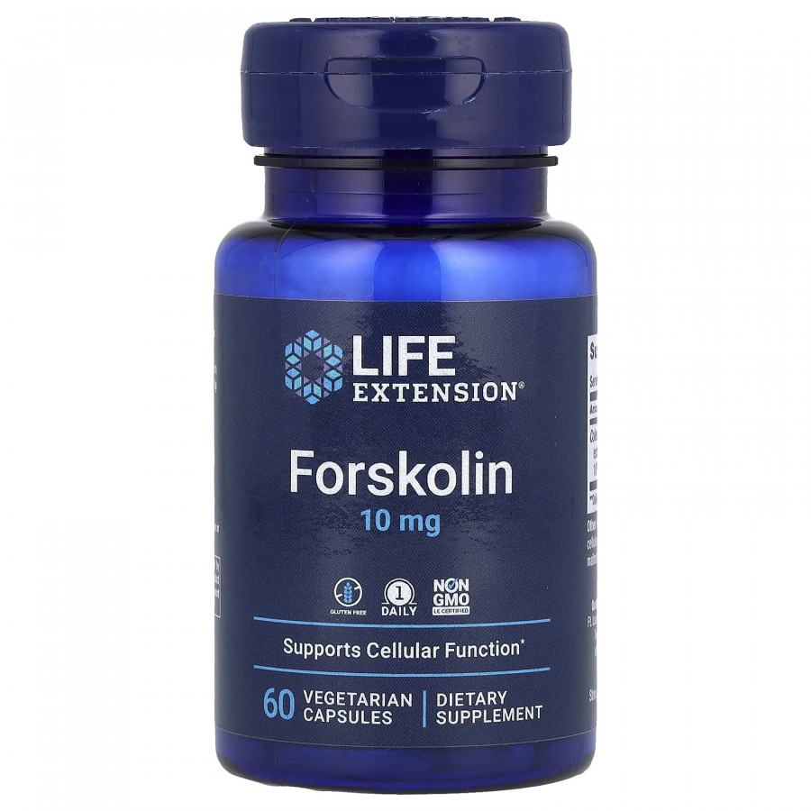 Форсколін, Forskolin, Life Extension, 10 мг, 60 вегетаріанських капсул