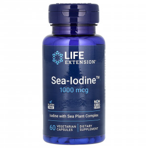 Йод, Sea-Iodine, Life Extension, 1000 мкг, 60 вегетаріанських капсул