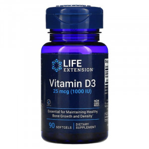 Вітамін D-3, Vitamin D3, Life Extension, 1000 МО, 90 гелевих капсул