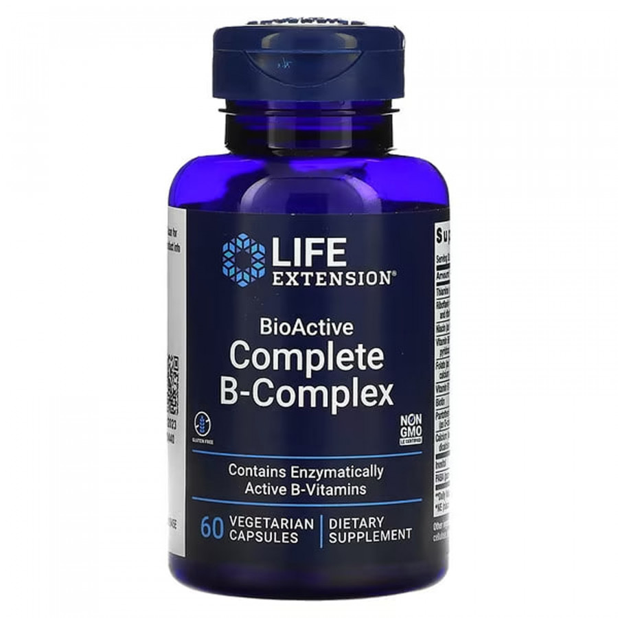 В-комплекс вітамінів, BioActive B-Complex, Life Extension, біоактивний, 60 вегетаріанських капсул