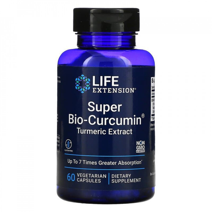 Куркумін, Super Bio-Curcumin, Life Extension, супер-біо, екстракт куркуми, 60 вегетаріанських капсул