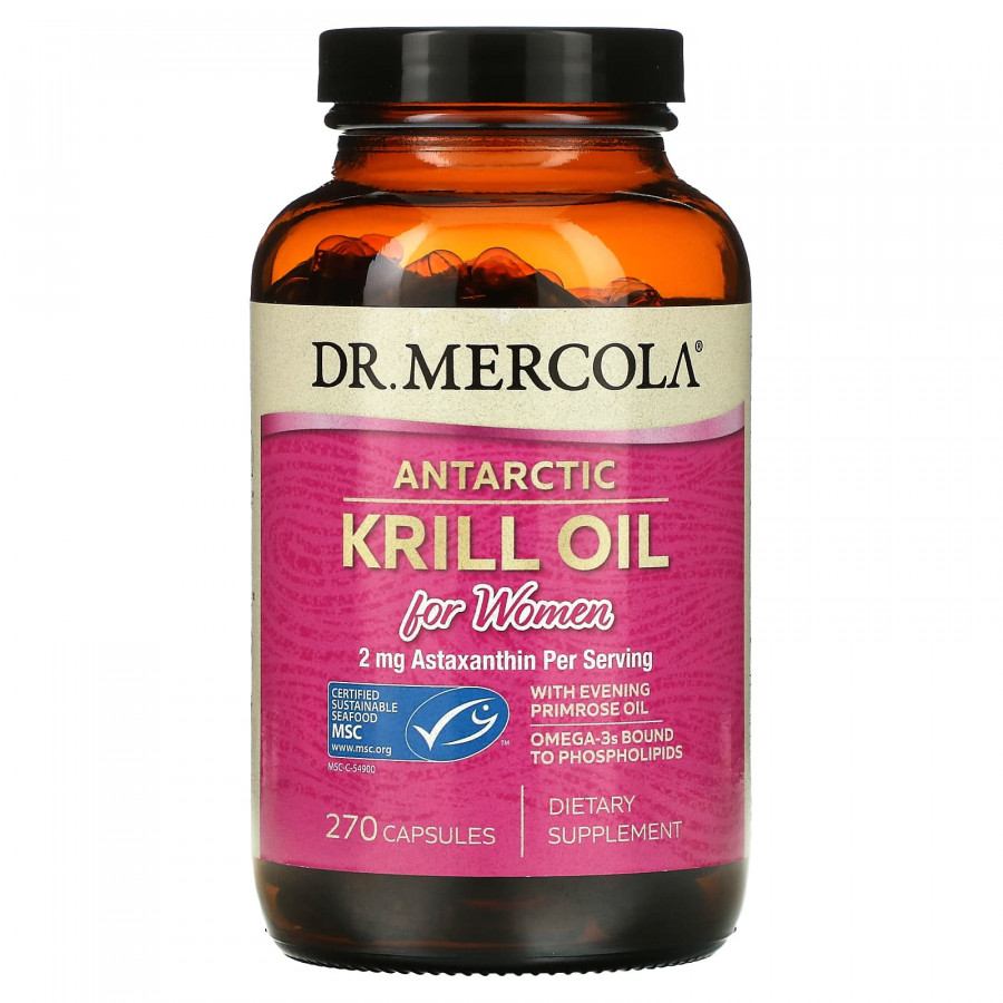 Масло криля антарктична, Krill Oil, Dr. Mercola, для жінок, 270 капсул