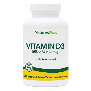 Вітамін D3 ультра, Ultra Vitamin D3, Nature's Plus, 125 мкг (5000 МО), 90 таблеток з розширеним вивільненням