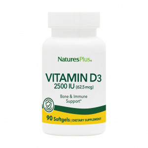 Вітамін D3, Vitamin D3, Nature's Plus, 2500 МО, 90 гелевих капсул