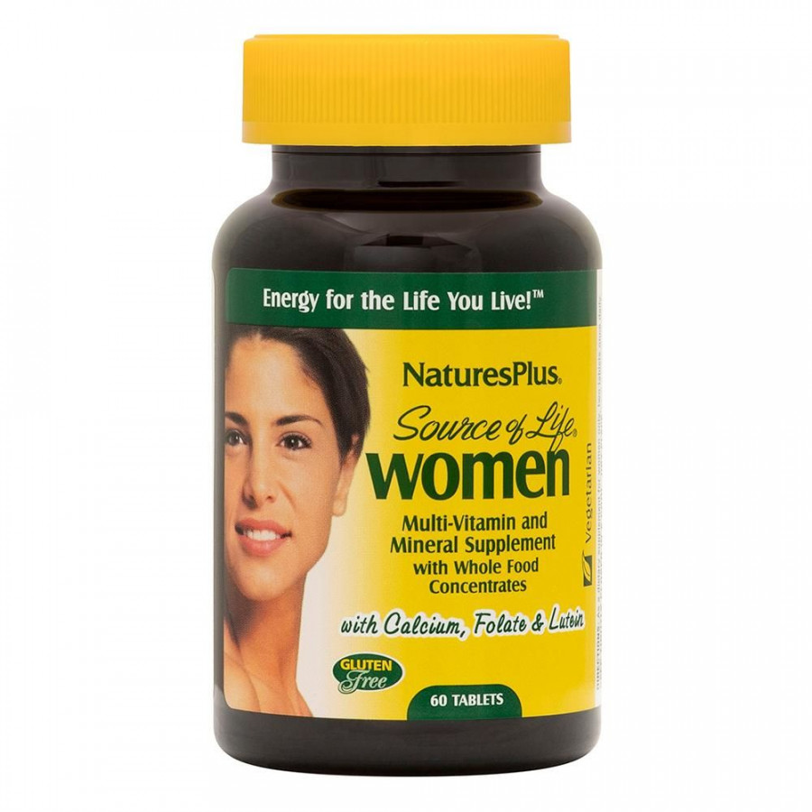 Мультивітаміни для жінок, Multi-Vitamin and Mineral, Nature's Plus, Source of Life, з цілісними харчовими концентратами, 60 таблеток