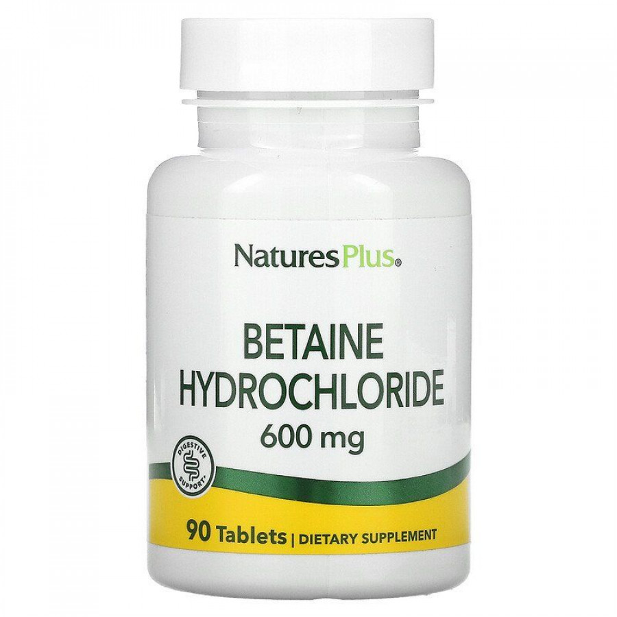 Бетаїну гідрохлорид, Betaine Hydrochloride, Nature's Plus, 600 мг, 90 таблеток