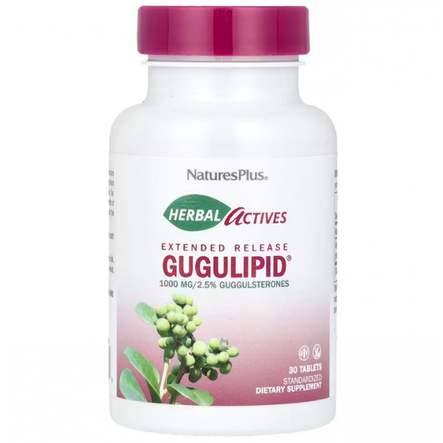 Гуггул, Gugulipid, Nature's Plus, Herbal Actives, 1000 мг, 30 таблеток