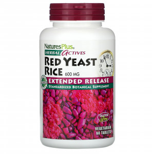Червоний дріжджовий рис, Red Yeast Rice, Nature's Plus, Herbal Actives, 600 мг, 60 таблеток
