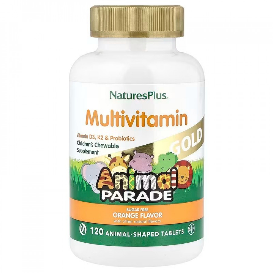 Вітаміни для дітей, Children's Chewable Multivitamin, Nature's Plus, Animal Parade, смак апельсину, 120 жувальних таблеток у формі тварин