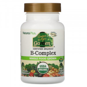 Комплекс вітамінів групи В, B-Complex, Nature's Plus, Source of Life Garden, органік, 60 капсул