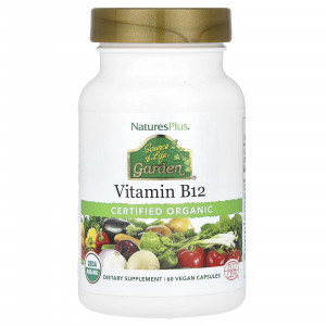 Вітамін В-12, Vitamin B12, Nature's Plus, Source of Life Garden, органік, 60 веганських капсул