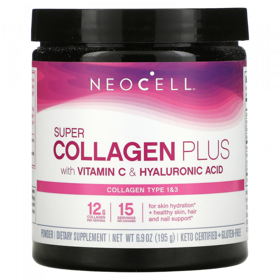 Колаген для шкіри (комплекс), Collagen, Neocell, з вітаміном C і гіалуроновою кислотою, 195 г