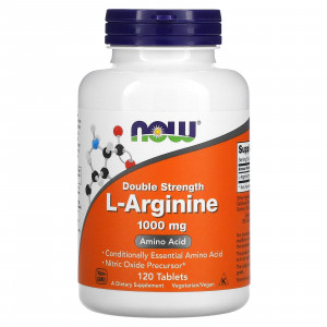 L-аргінін, L-Arginine, Now Foods, подвійна сила, 1000 мг, 120 таблеток