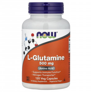 L-глютамін, L-Glutamine, Now Foods, 500 мг, 120 вегетаріанських капсул