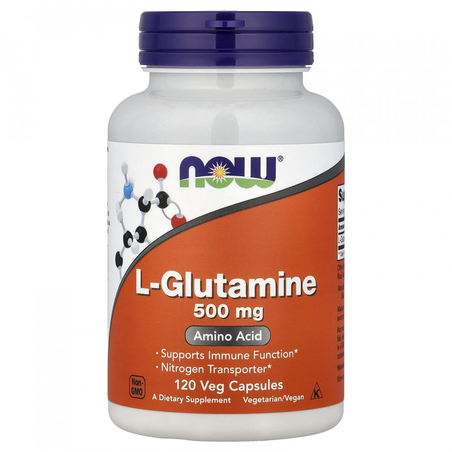 L-глютамін, L-Glutamine, Now Foods, 500 мг, 120 вегетаріанських капсул