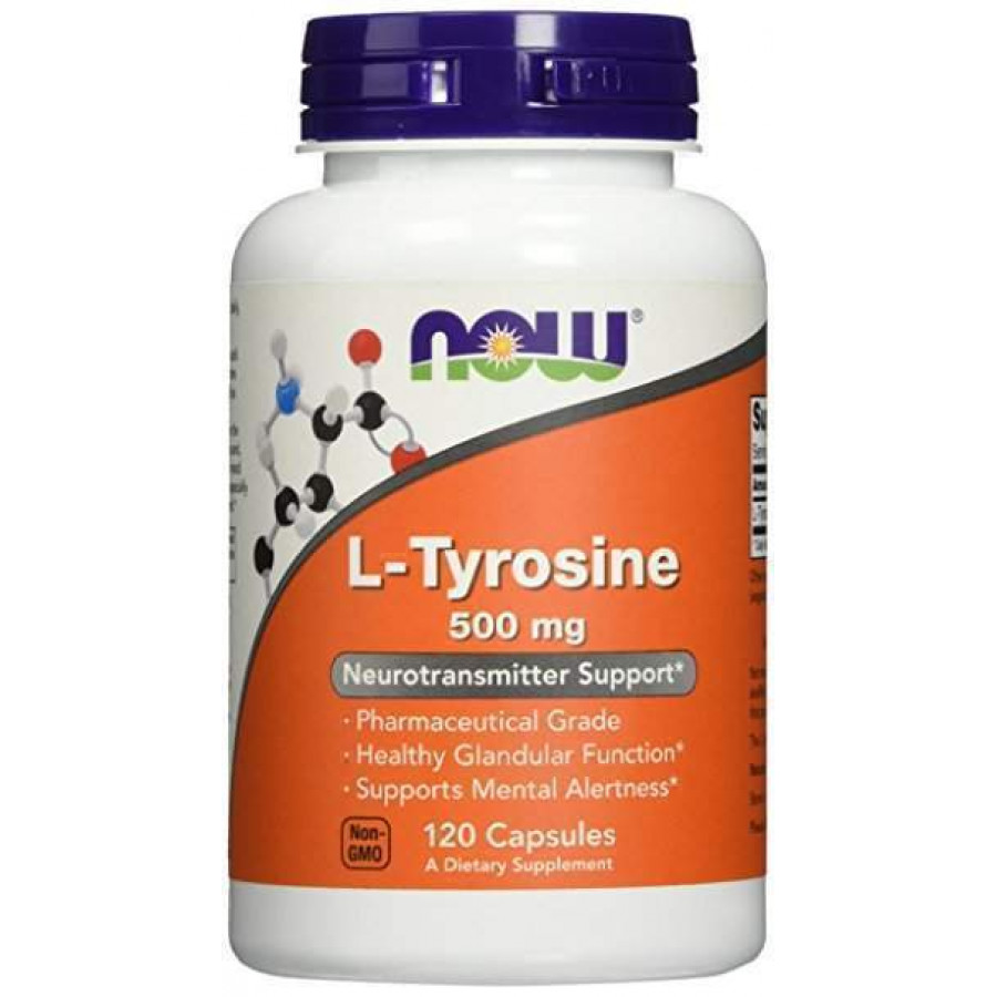 Тирозин, L-Tyrosine, NOW Foods, 500 мг, 120 капсул