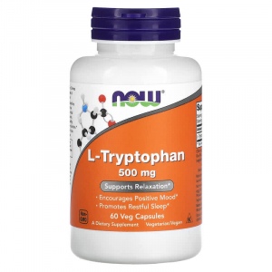 Триптофан, L-Tryptophan, Now Foods, 500 мг, 60 капсул