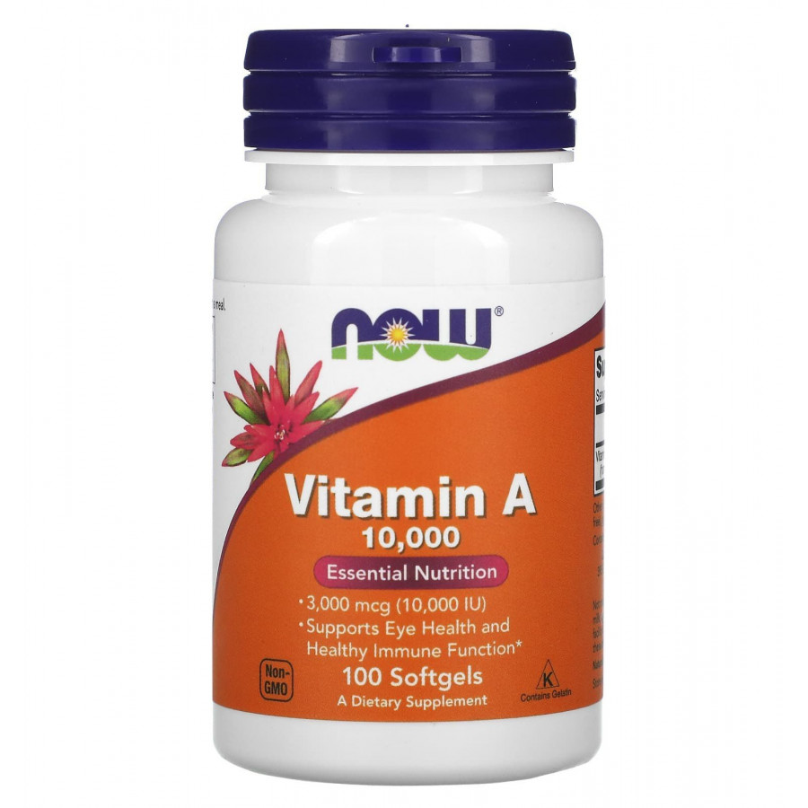 Вітамін А, Vitamin A, Now Foods, 10000 МО, 100 капсул