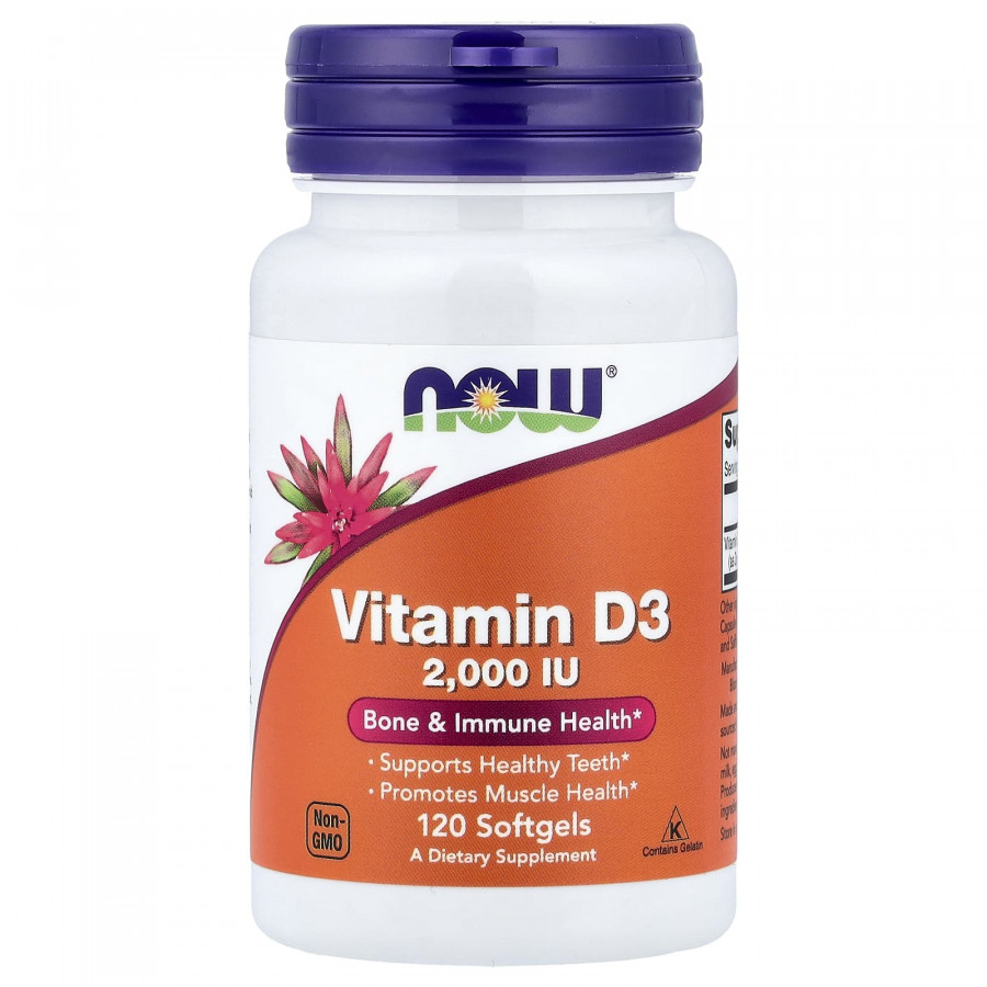Вітамін D-3, Vitamin D-3, Now Foods, високоефективний, 50 мкг (2000 МО), 120 гелевих капсул