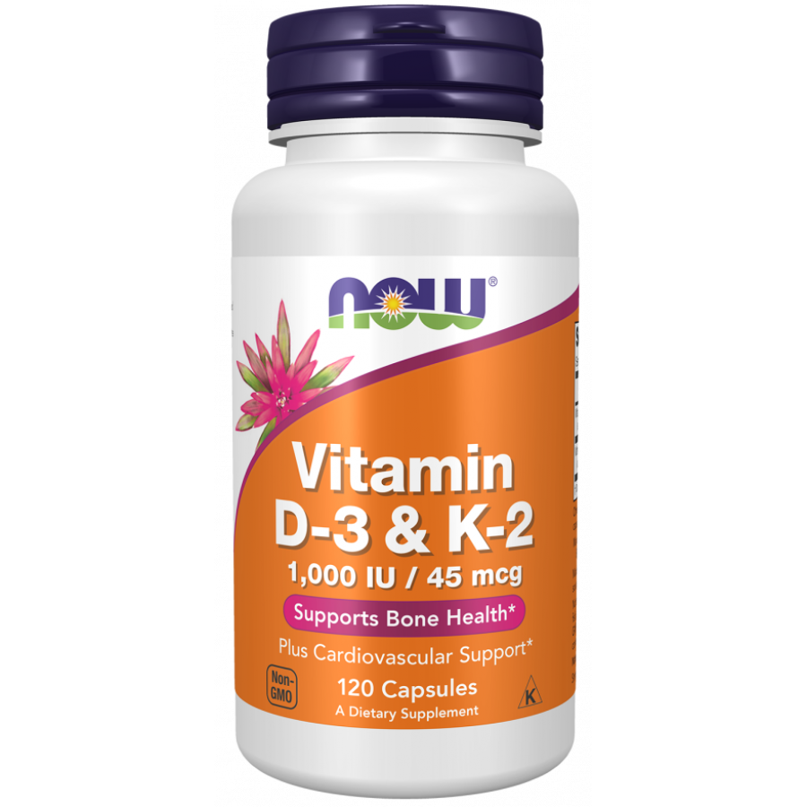 Вітамін D3 та К2, Vitamin D-3 & K-2, Now Foods, 120 капсул