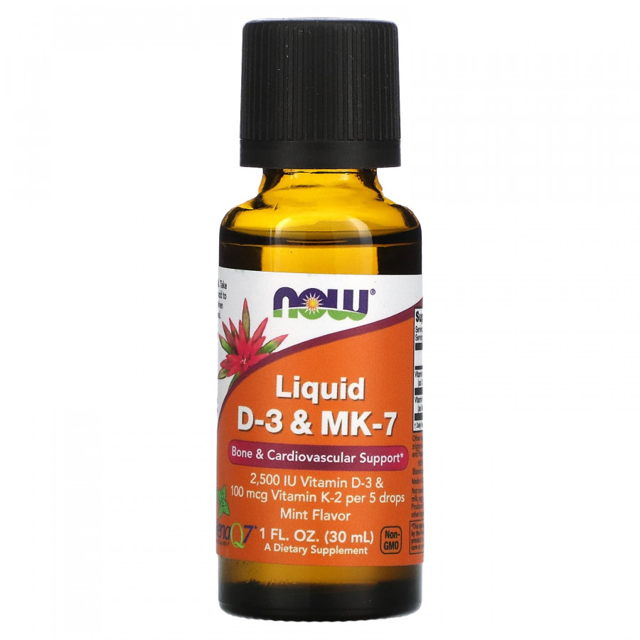 Вітамін D3 та МК-7, Liquid D-3 & MK-7, Now Foods, рідина, 30 мл
