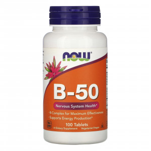 Вітаміни В-50 комплекс, Vitamin B-50, Now Foods, 100 таблеток