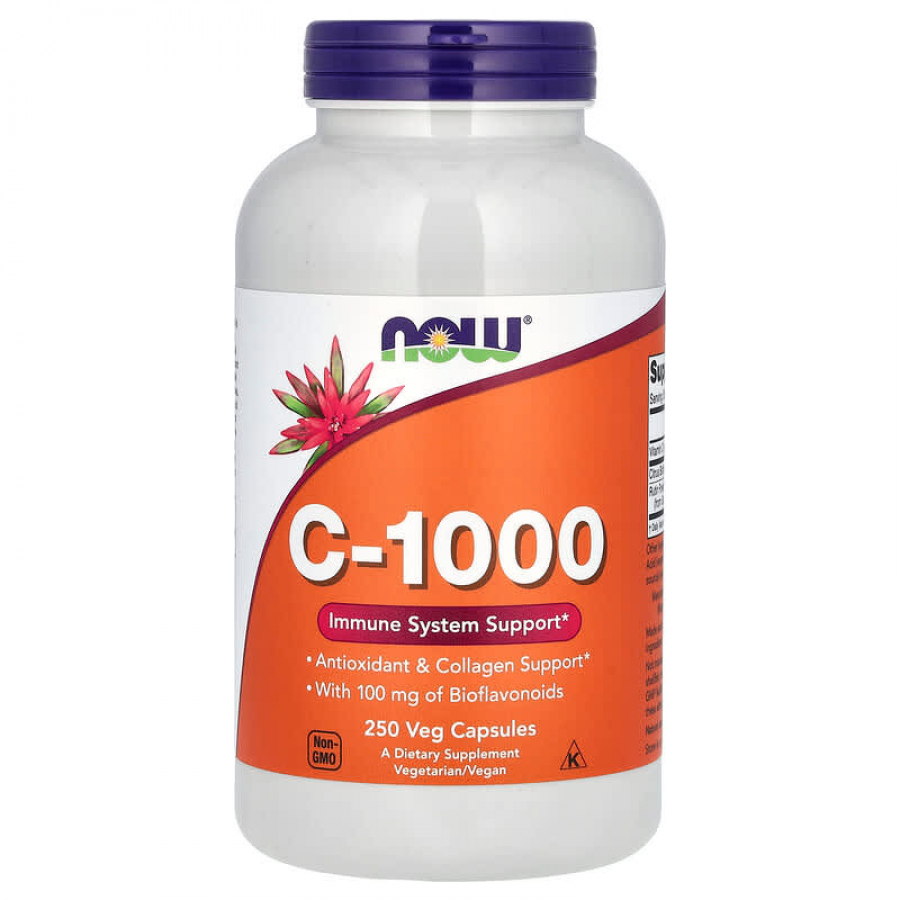 Вітамін С-1000 з біофлавоноїдами, C-1000, Now Foods, 250 вегетаріанських капсул