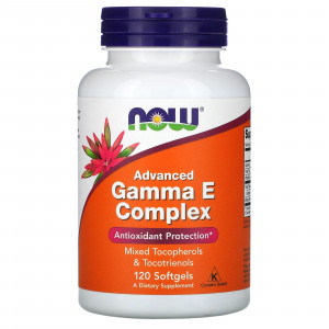 Вітамін Е, Gamma E Complex, Now Foods, комплекс, покращений, 120 гелевих капсул