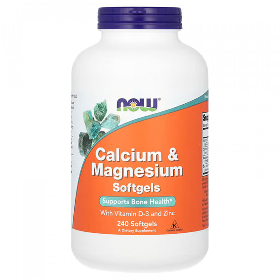 Кальцій та магній, Calcium & Magnesium, Now Foods, з вітаміном D-3 та цинком, 240 гелевих капсул