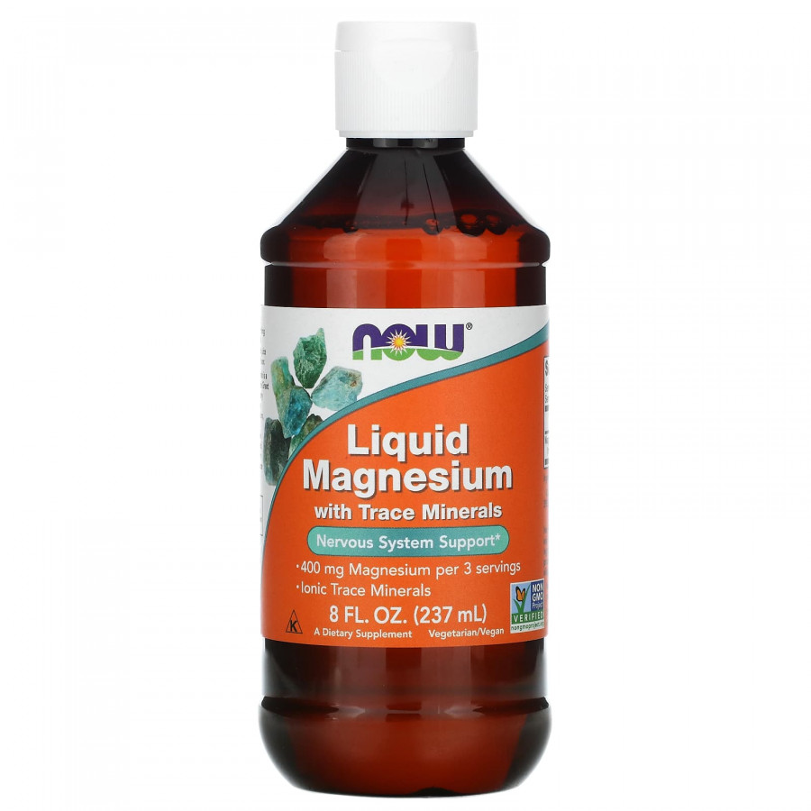 Магній, Magnesium, Now Foods, з концентрату мікроелементів, рідкий, 237 мл