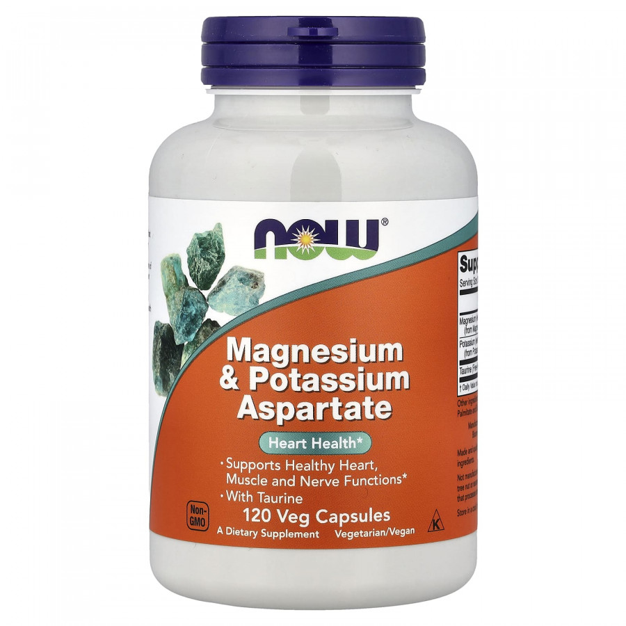 Магній та калій аспартат, Magnesium & Potassium Aspartate, Now Foods, 120 вегетаріанських капсул