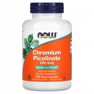 Хром піколінат, Chromium Picolinate, Now Foods, 200 мкг, 250 вегетаріанських капсул