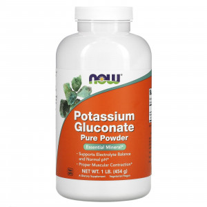 Калію глюконат, Potassium Gluconate, Now Foods, чистий порошок, 454 г