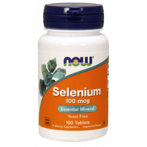 Селен, Selenium, Now Foods, без дріжджів, 100 мкг, 100 таблеток