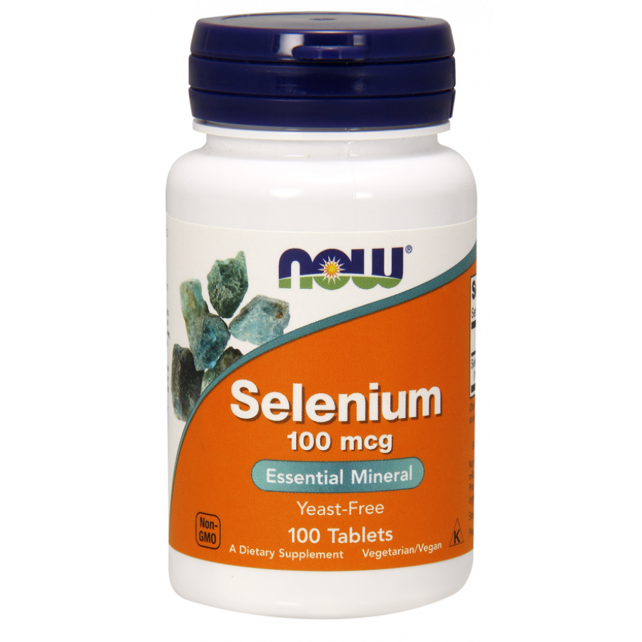 Селен, Selenium, Now Foods, без дріжджів, 100 мкг, 100 таблеток