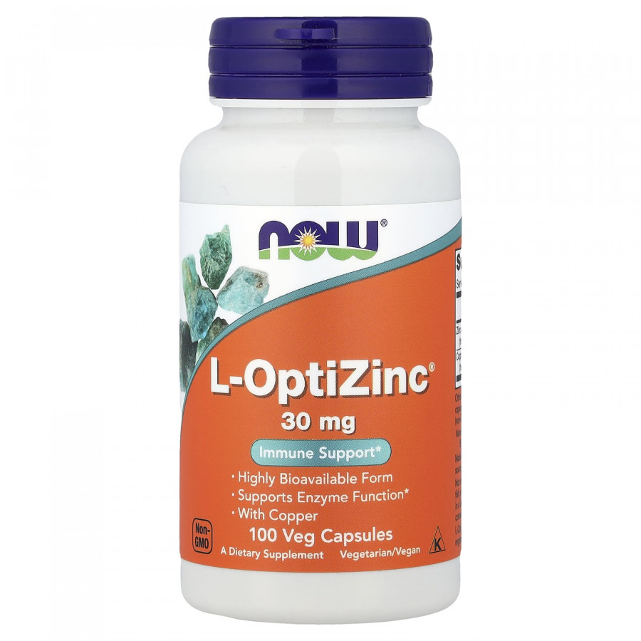 ОптіЦинк, L-OptiZinc, Now Foods, 30 мг, 100 вегетаріанських капсул