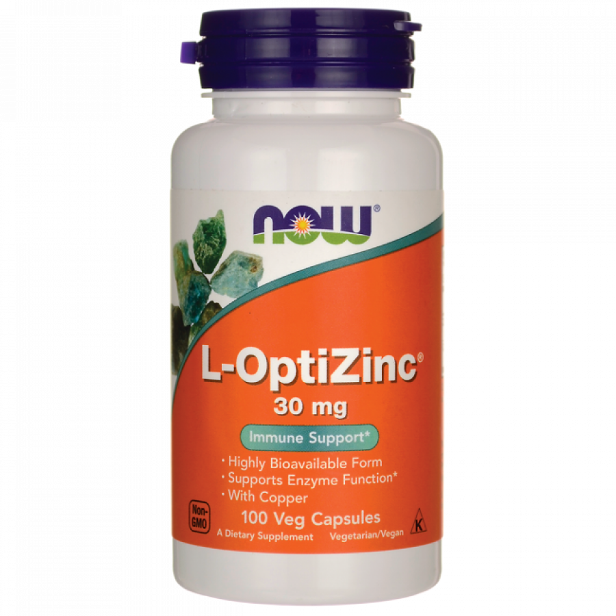 ОптіЦинк, L-OptiZinc, Now Foods, 30 мг, 100 вегетаріанських капсул