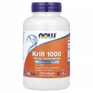 Масло криля Neptune, Krill, Now Foods, подвійна сила, 1000 мг, 120 капсул