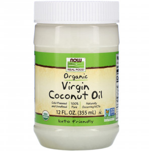 Кокосова олія, Coconut Oil, Now Foods, Real Food, першого віджиму, органічна, 355 мл