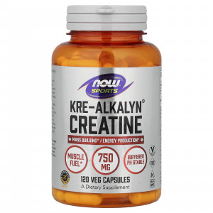 Креатин, Kre-Alkalyn Creatine, NOW Foods, Sports, 120 вегетаріанських капсул (750 мг на капсулу)