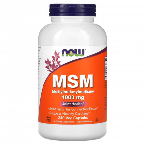 МСМ, Метилсульфонілметан, MSM, NOW Foods, 1000 мг, 240 вегетаріанських капсул.