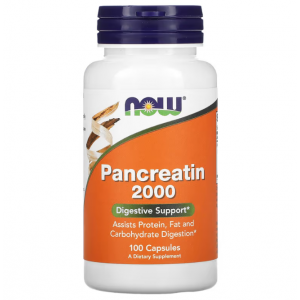 Панкреатин, Pancreatin 2000, NOW Foods, 100 капсул (200 мг на капсулу)