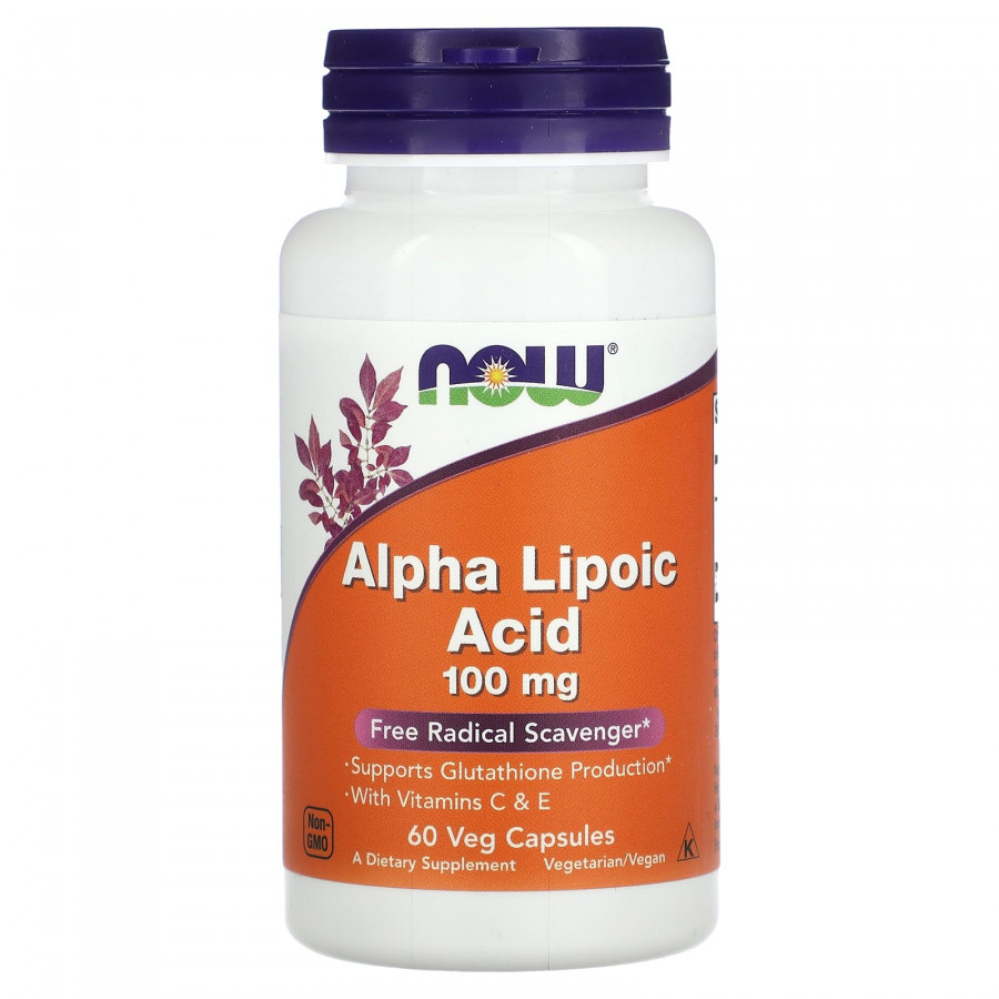 Альфа-ліпоєва кислота, Alpha Lipoic Acid, Now Foods, 100 мг, 60 капcул