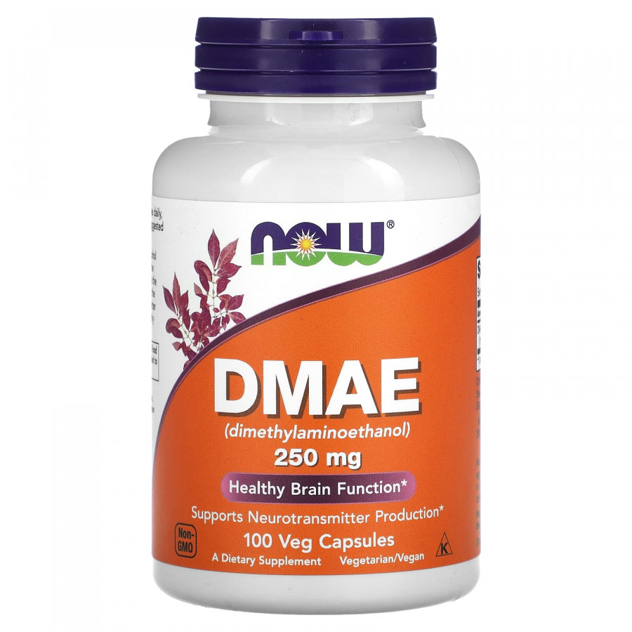 Диметиламіноетанол, DMAE, NOW Foods, 250 мг, 100 вегетаріанських капсул