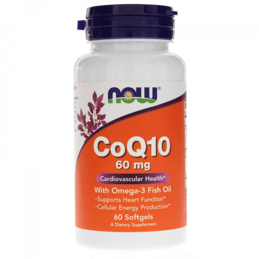 Коензим Q10 з риб"ячим жиром Омега-3, CoQ10 with Omega-3 Fish Oil, Now Foods, 60 мг, 60 гелевих капсул