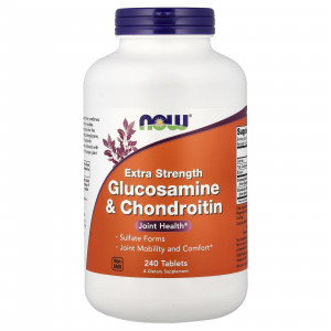 Глюкозамін та хондроїтин, Glucosamine & Chondroitin, Now Foods, екстра сила, 240 таблеток