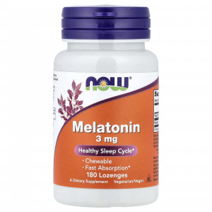 Мелатонін, Melatonin, Now Foods, 3 мг, 180 льодяників